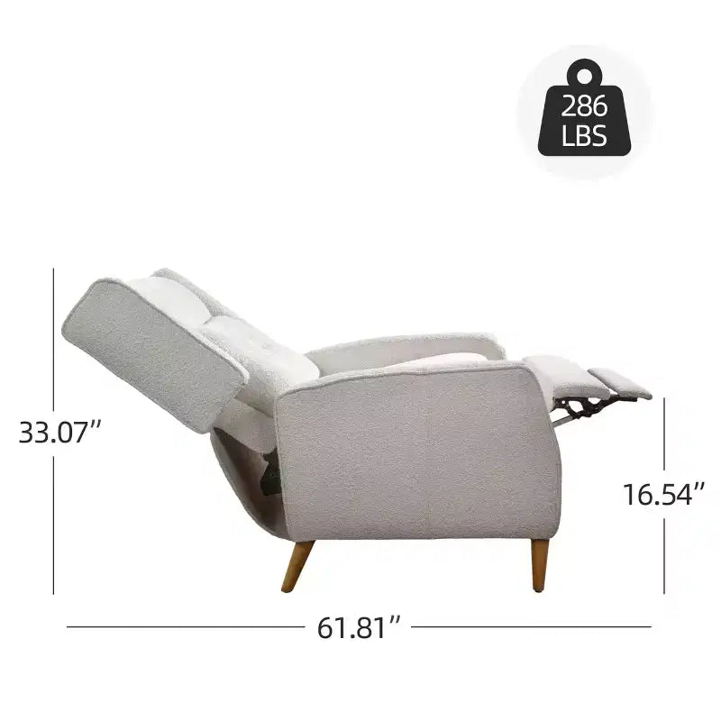 Fauteuil inclinable Art Leon style milieu de siècle, chaise longue en similicuir avec pieds en bois