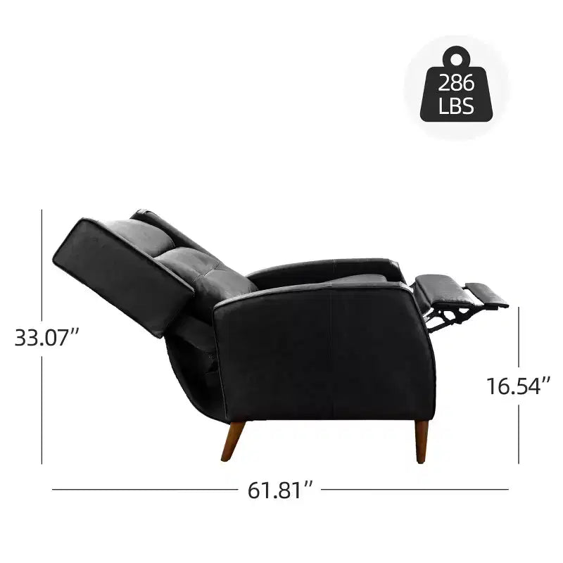 Fauteuil inclinable Art Leon style milieu de siècle, chaise longue en similicuir avec pieds en bois