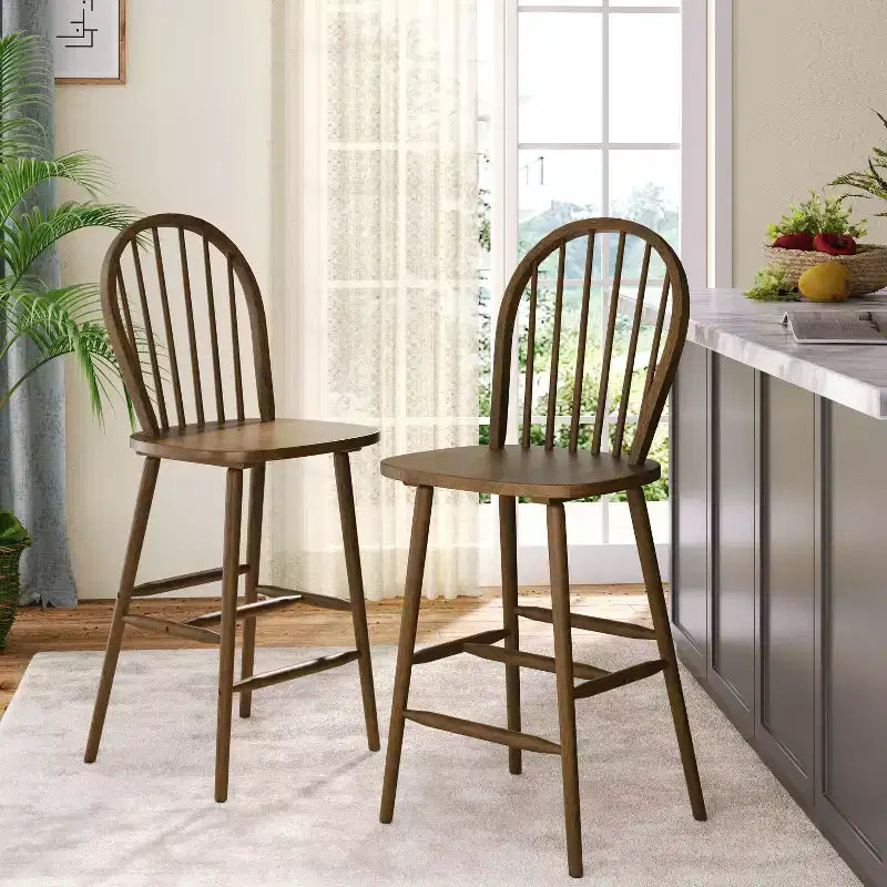 Christopher Knight Home Radek Tabourets de bar contemporains en bois d'hévéa avec dossier incurvé (Lot de 2)