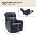 Fauteuil inclinable électrique de transition en cuir véritable Mario avec ports USB, lot de 2 | ART OF LIVING DESIGNS-MARINE