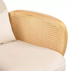 Chaises de salle à manger avec dossier et assise en mousse, accoudoirs en rotin, chaise d'appoint en rotin avec pieds en métal, fauteuil du milieu du siècle