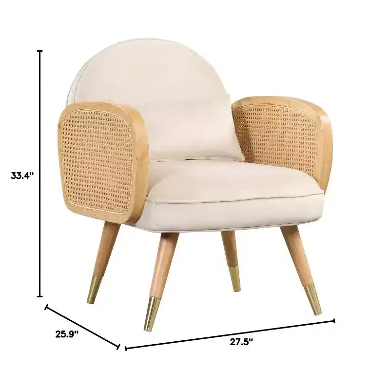 Chaises de salle à manger avec dossier et assise en mousse, accoudoirs en rotin, chaise d'appoint en rotin avec pieds en métal, fauteuil du milieu du siècle