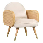 Chaises de salle à manger avec dossier et assise en mousse, accoudoirs en rotin, chaise d'appoint en rotin avec pieds en métal, fauteuil du milieu du siècle