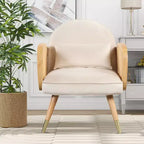 Chaises de salle à manger avec dossier et assise en mousse, accoudoirs en rotin, chaise d'appoint en rotin avec pieds en métal, fauteuil du milieu du siècle