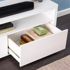Meuble télé contemporain Harliston avec rangement – Blanc – SEI
