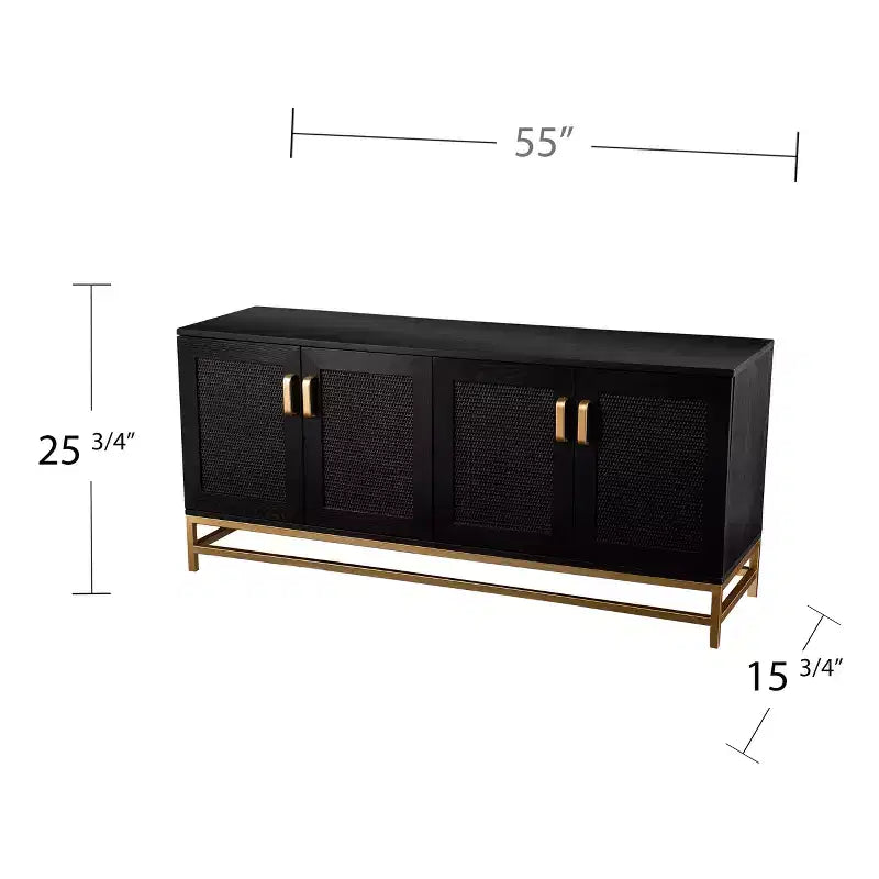 Meuble console média 4 portes Rolliston Contemporain - Noir - SEI