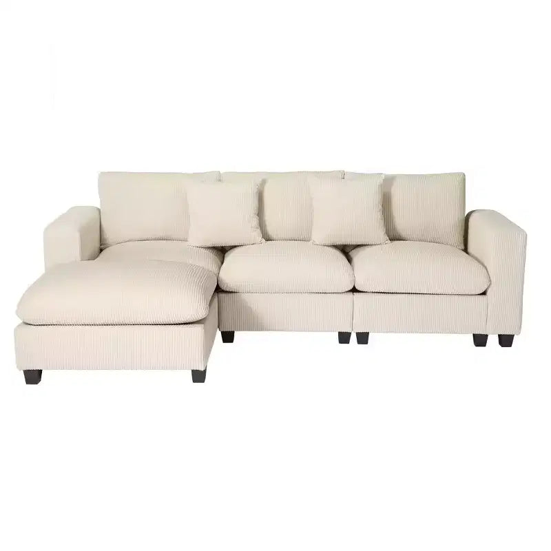 Canapé et méridienne sectionnels en velours côtelé modulaires en forme de L WestinTrends Hearthside 99 avec ports USB/Type-C et poches latérales