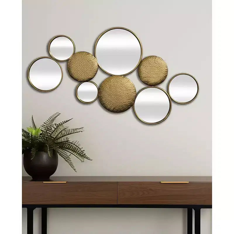 HomeRoots 37 Miroir mural décoratif en métal doré et verre