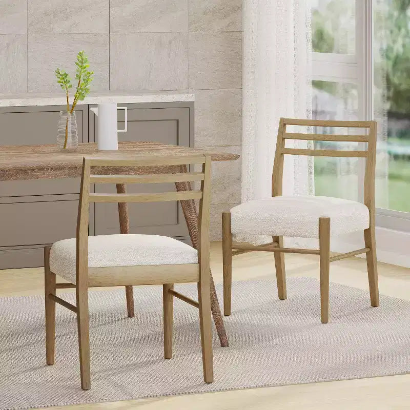 Chaises de salle à manger Fescue Farmhouse en bois d'hévéa rembourrées Christopher Knight Home (lot de 2)