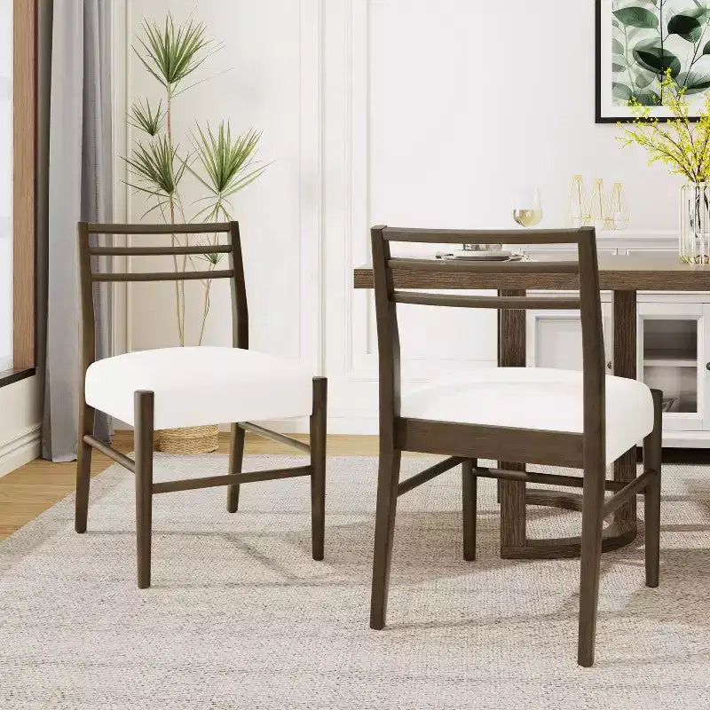 Chaises de salle à manger Fescue Farmhouse en bois d'hévéa rembourrées Christopher Knight Home (lot de 2)
