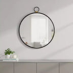 Miroir d'appoint rond HomeRoots 28 à cadre en fer noir