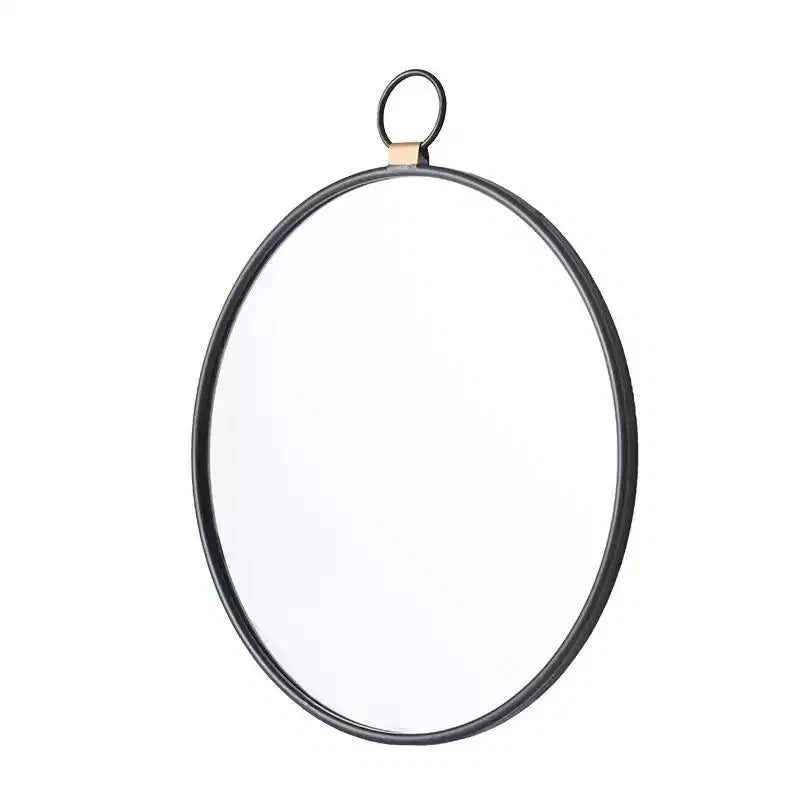Miroir d'appoint rond HomeRoots 28 à cadre en fer noir