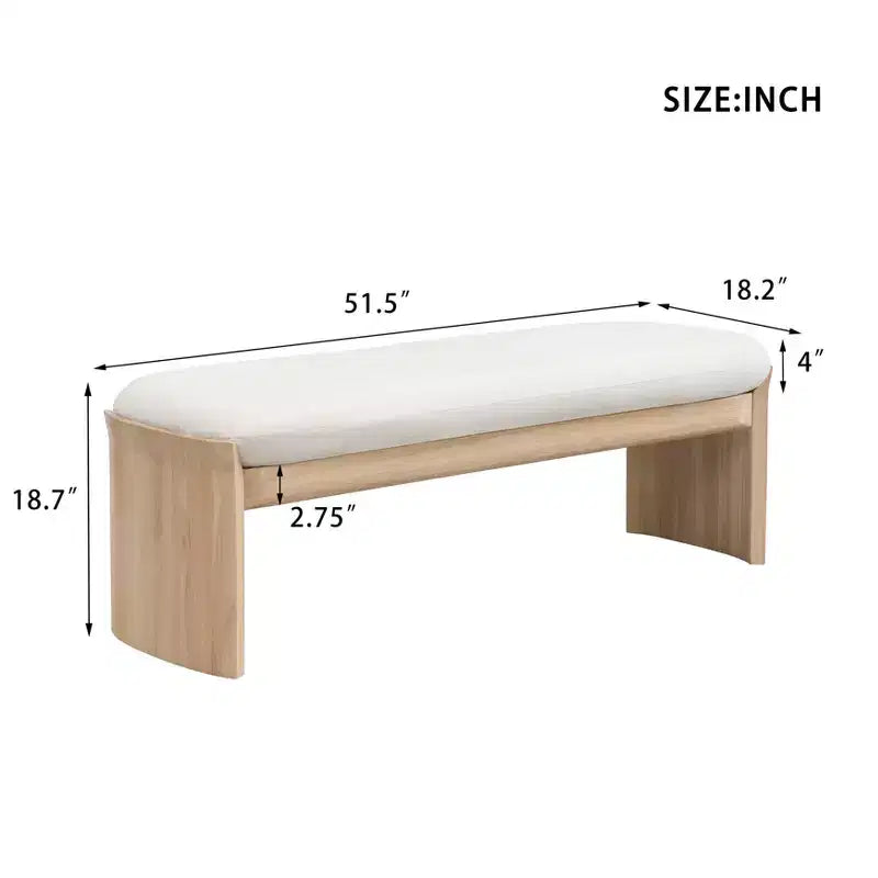 Christopher Knight Home Bellomy Ottoman moderne en bois d'hévéa rembourré de 51,5 pouces