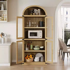 Bibliothèque haute et arquée de 71", étagère avec compartiment ouvert, organisateur de rangement en bois sur pied