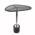 HomeRoots 22 Smoky Black and Silver Aluminum Glass and Marble Pedestal End Table