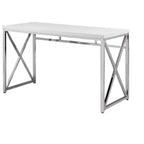 HomeRoots 47 White and Silver Wood and Metal Computer Desk
