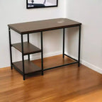 Bureau d'ordinateur HomeRoots 42 en bois massif de couleur châtaigne et noir et métal