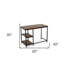 Bureau d'ordinateur HomeRoots 42 en bois massif de couleur châtaigne et noir et métal