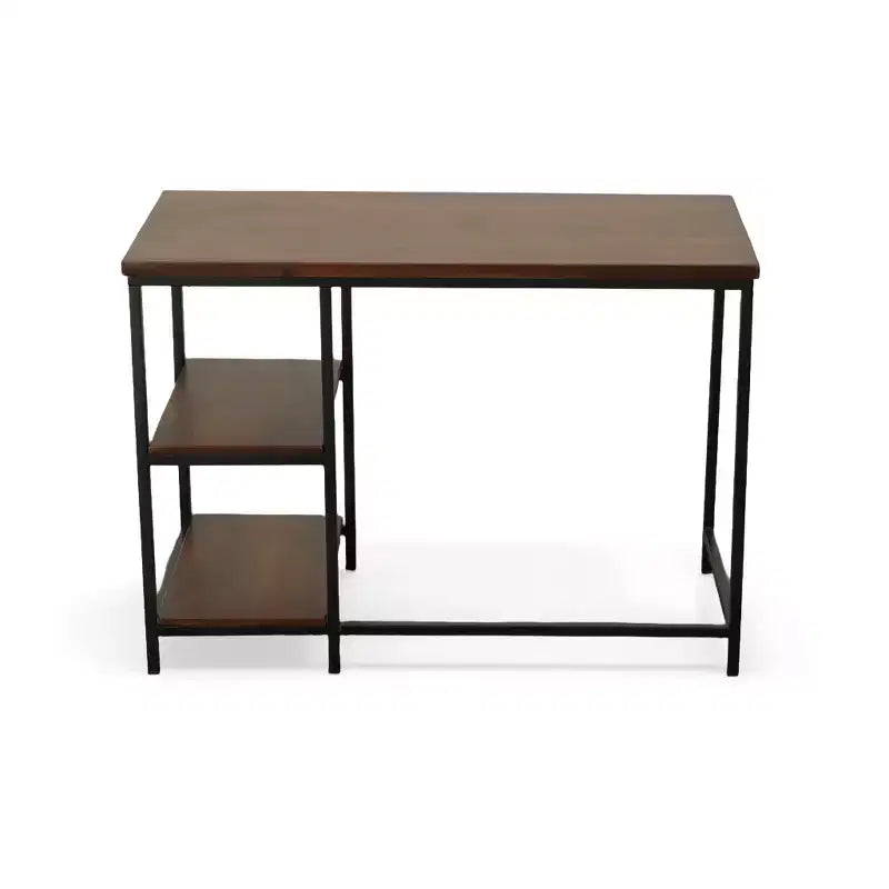 Bureau d'ordinateur HomeRoots 42 en bois massif de couleur châtaigne et noir et métal