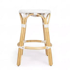 HomeRoots Chaise de bar de comptoir sans dossier en rotin robuste blanc et naturel 24 po