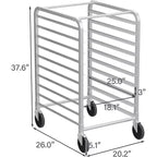 ROVSUN Étagères de boulangerie à chariots pour plaques de cuisson, supports de cuisson commerciaux en acier inoxydable avec roues freinées, chariot de service de pain et de plateaux alimentaires