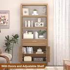 Étagère à 3 niveaux avec lumières LED, étagère de présentation en bois de 147 cm de haut, étagère de rangement ouverte, chambre, salon, bureau