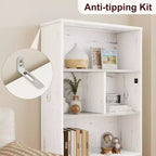 Étagère à 3 niveaux avec lumières LED, étagère de présentation en bois de 147 cm de haut, étagère de rangement ouverte, chambre, salon, bureau