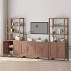 Étagère à 3 niveaux avec lumières LED, étagère de présentation en bois de 147 cm de haut, étagère de rangement ouverte, chambre, salon, bureau