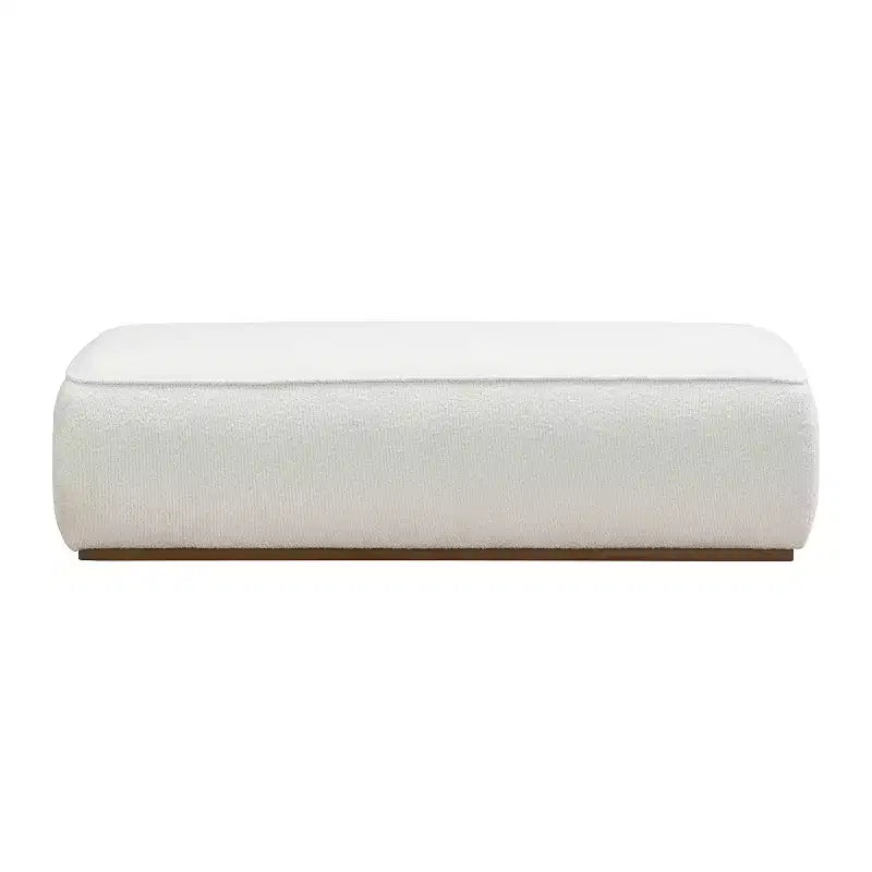 Pouffe rembourré moderne en bouclette et bois d'hévéa Christopher Knight Home Claire