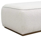 Pouffe rembourré moderne en bouclette et bois d'hévéa Christopher Knight Home Claire
