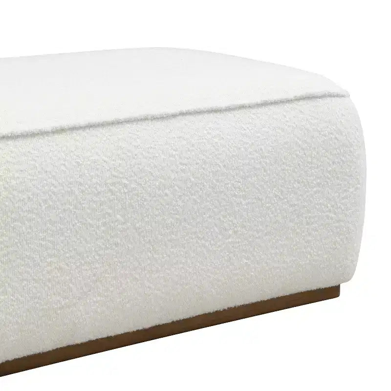 Pouffe rembourré moderne en bouclette et bois d'hévéa Christopher Knight Home Claire