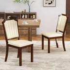 Costway Lot de 2 ou 4 chaises de salle à manger, chaises de cuisine rembourrées avec cuir PU et cadre en bois d'hévéa