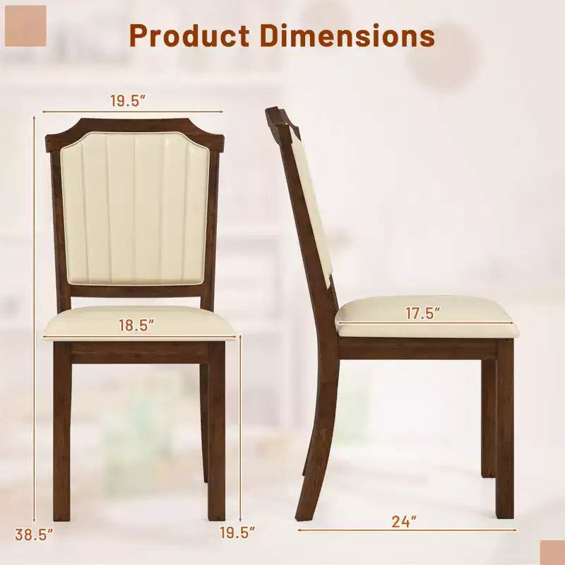 Costway Lot de 2 ou 4 chaises de salle à manger, chaises de cuisine rembourrées avec cuir PU et cadre en bois d'hévéa