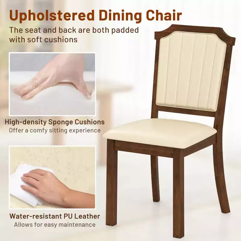 Costway Lot de 2 ou 4 chaises de salle à manger, chaises de cuisine rembourrées avec cuir PU et cadre en bois d'hévéa