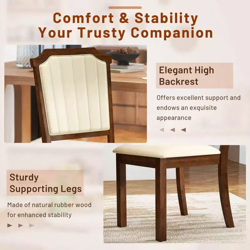 Costway Lot de 2 ou 4 chaises de salle à manger, chaises de cuisine rembourrées avec cuir PU et cadre en bois d'hévéa