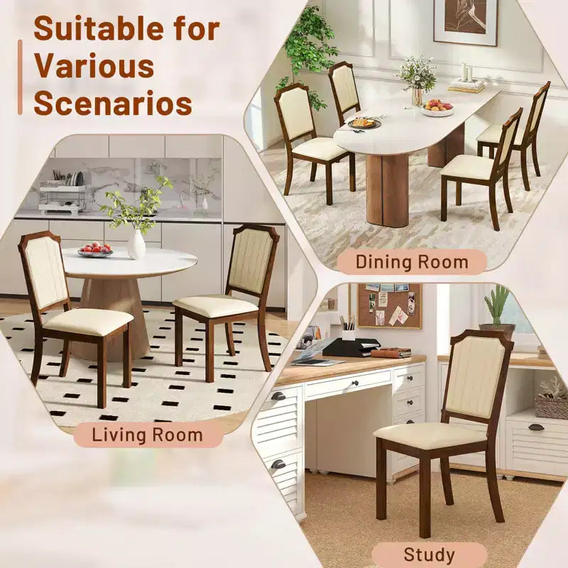 Costway Lot de 2 ou 4 chaises de salle à manger, chaises de cuisine rembourrées avec cuir PU et cadre en bois d'hévéa