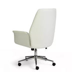 Chaise de bureau rembourrée Martha Stewart Maxine en blanc/nickel poli