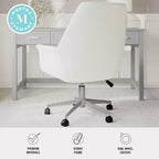 Chaise de bureau rembourrée Martha Stewart Maxine en blanc/nickel poli
