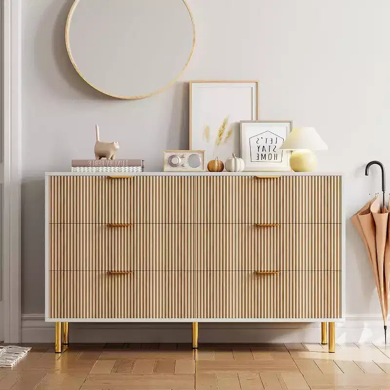Commode de chambre à 6 tiroirs Zstar, avec poignées métalliques