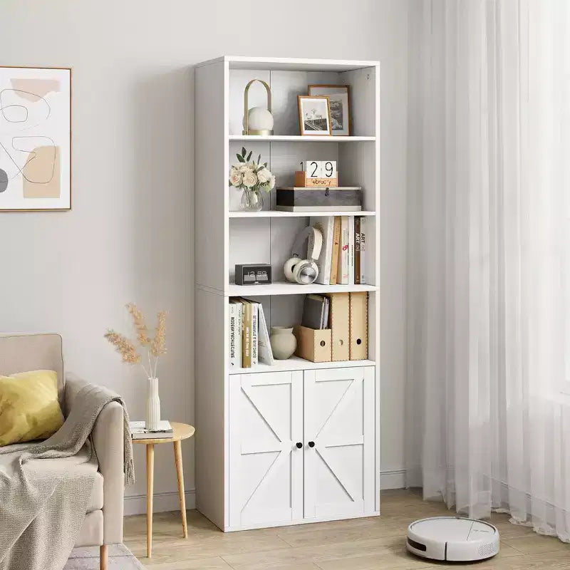 Étagère Acekool 71 po (180 cm) style ferme à 6 niveaux avec tiroir, Organisateur de rangement étroit en bois et métal, Étagère de présentation de style industriel