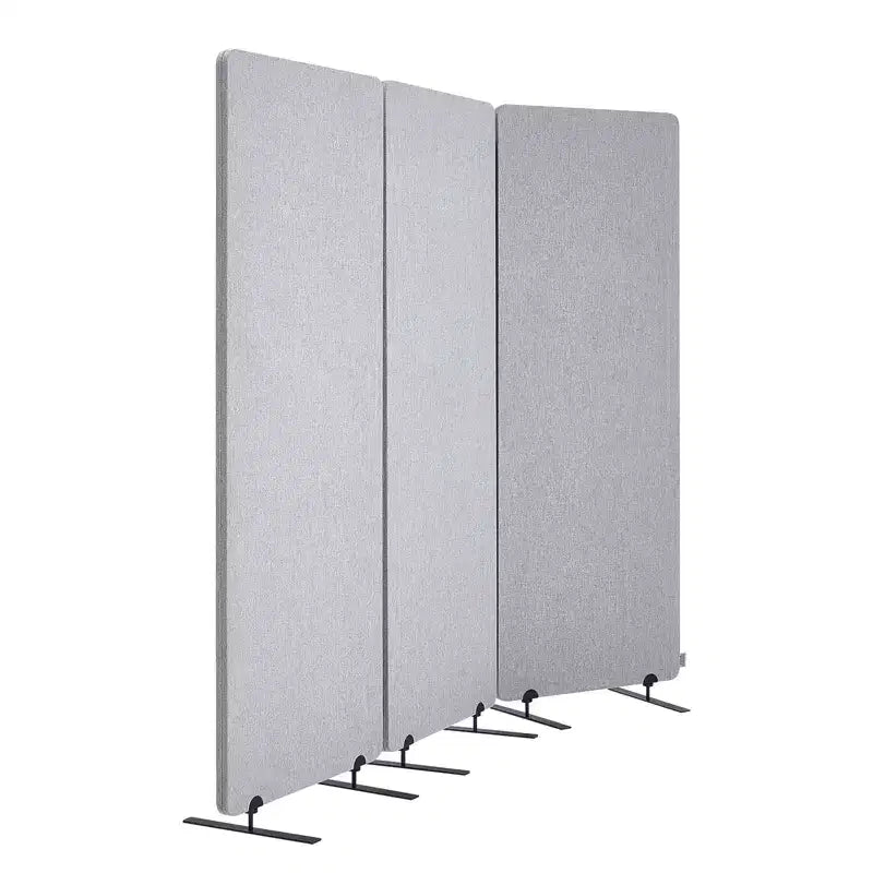 VEVOR 2FT Room Divider, 3 Panel PET Polyester Soundproof Room Screen, Folding Privacy Divider Portable Partition Divider for Room Separation, Grey