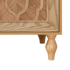 Meuble de rangement GDFStudio Mid Century Modern 62.99'' avec portes sculptées motif floral et étagères réglables
