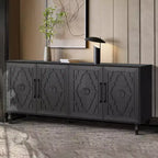 Meuble de rangement GDFStudio Mid Century Modern 62.99'' avec portes sculptées motif floral et étagères réglables