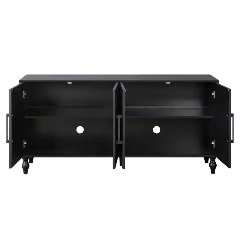 Meuble de rangement GDFStudio Mid Century Modern 62.99'' avec portes sculptées motif floral et étagères réglables