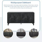 Meuble de rangement GDFStudio Mid Century Modern 62.99'' avec portes sculptées motif floral et étagères réglables