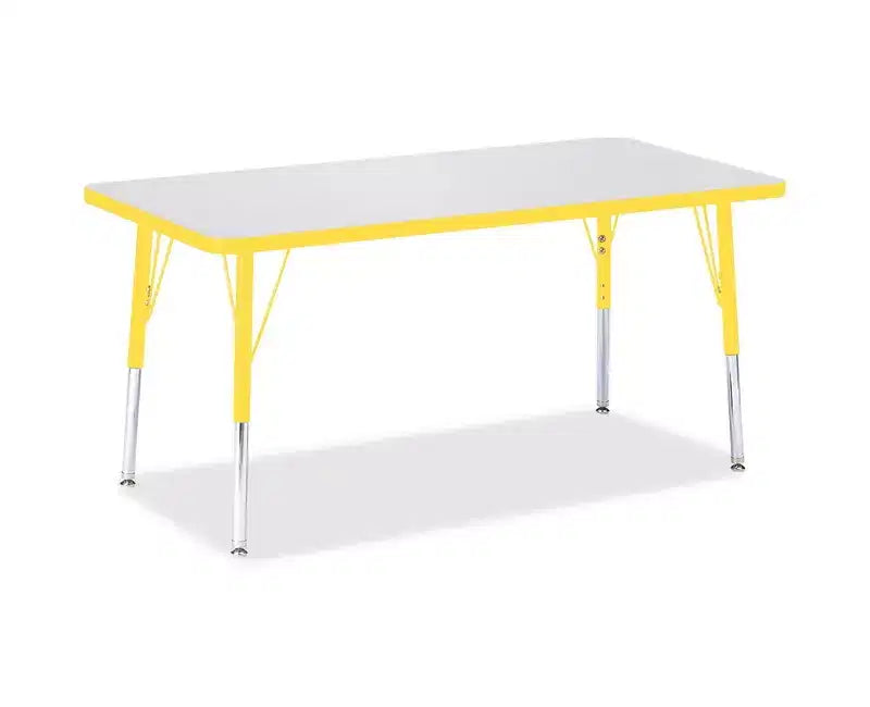 Table rectangulaire Jonti-Craft Berries avec bord coloré, hauteur maternelle (24 x 48) en jaune