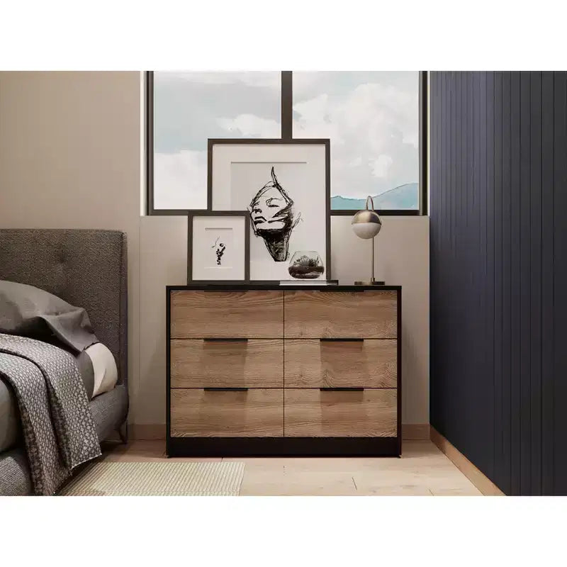 Commode de chambre à 3 tiroirs Okak Modern Design avec pieds épingle en métal, armoire de rangement en bois, commode pour chambre à coucher, entrée