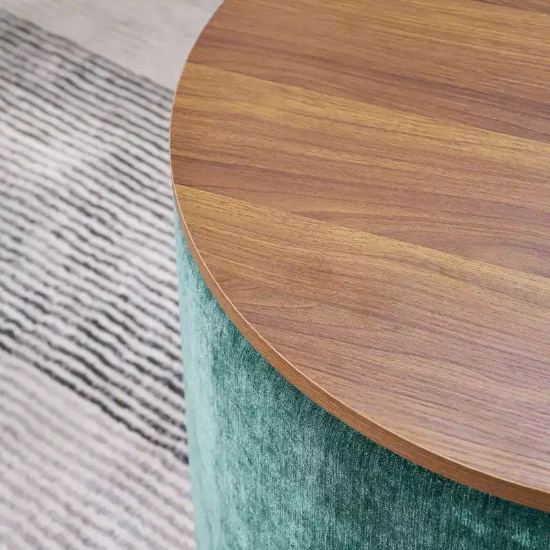 Okak Pouf de rangement rond en chenille 2 pièces, table basse avec panneau de bureau, petit tabouret repose-pieds en forme de tambour pour salon et chambre