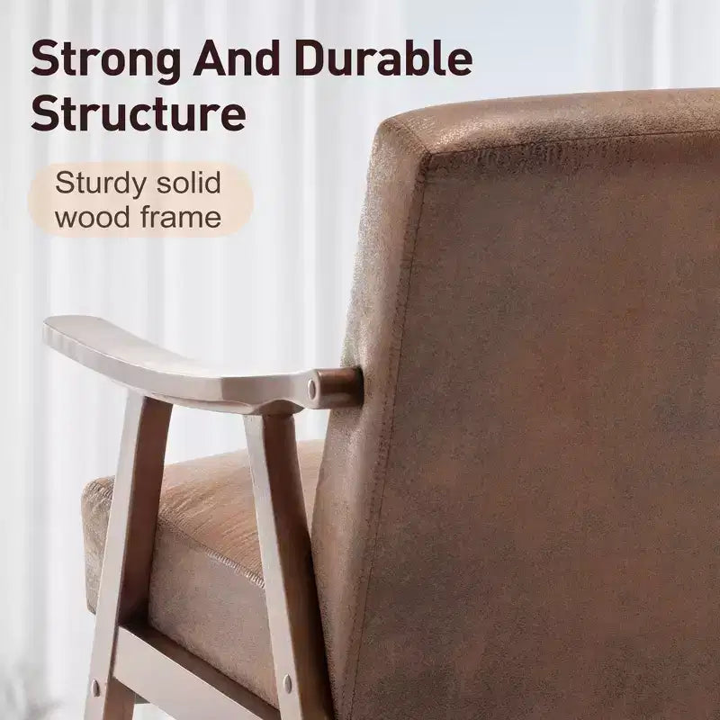 Fauteuil d'appoint Okak Leisure, fauteuil de salon avec dossier extra-épais, fauteuil à oreilles avec pieds en bois massif pour salle de lecture, chambre à coucher