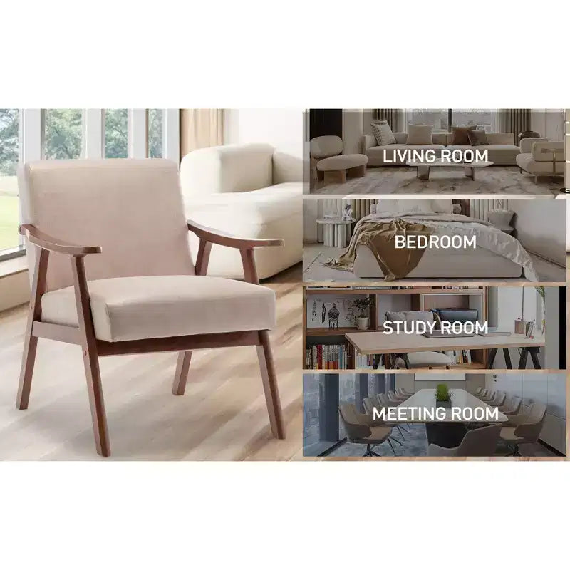 Fauteuil d'appoint Okak Leisure, fauteuil de salon avec dossier extra-épais, fauteuil à oreilles avec pieds en bois massif pour salle de lecture, chambre à coucher